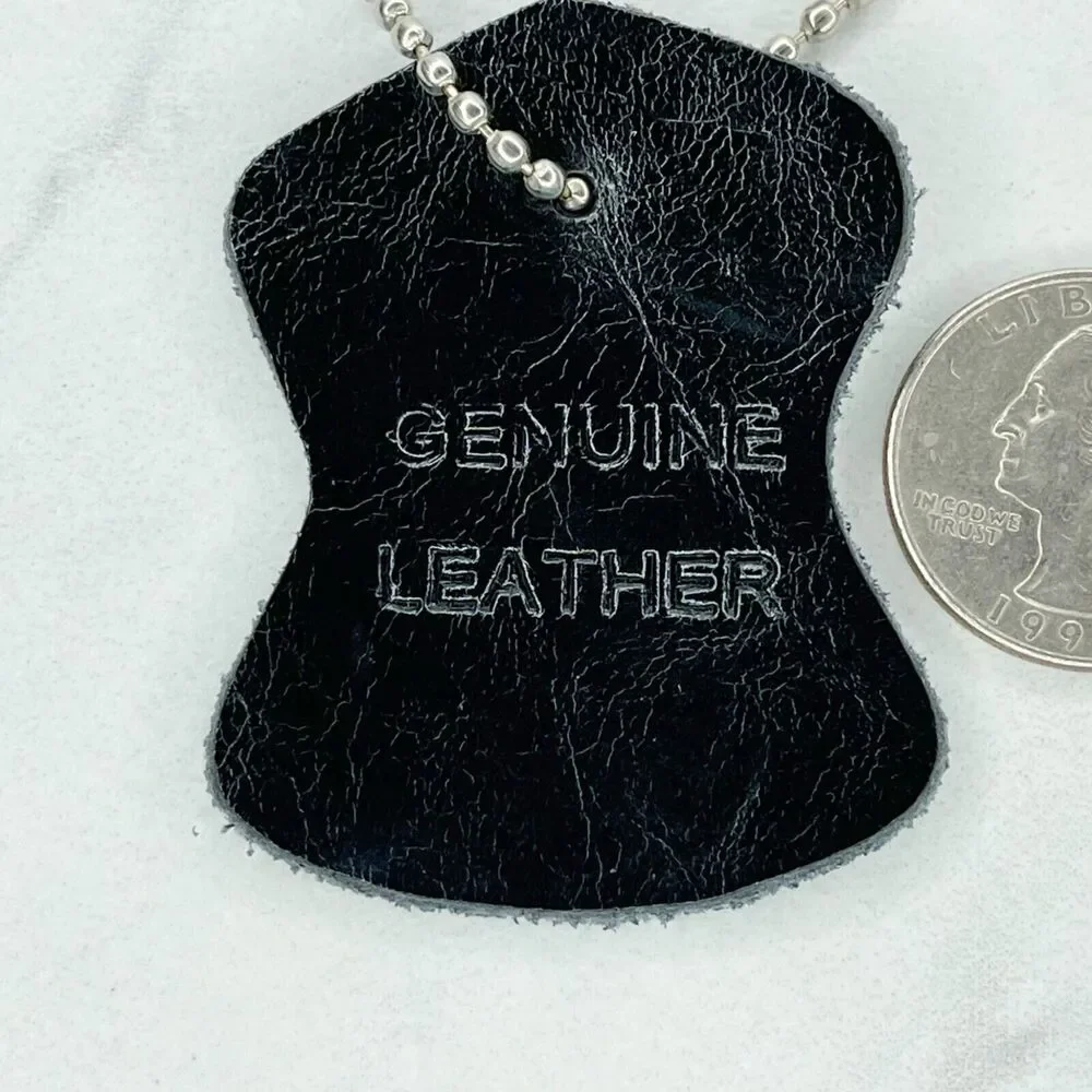 Black Genuine Leather Ball Chain Keychain Keyring